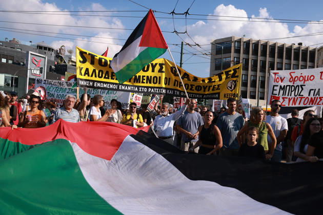 Global day of Action for Palestine protest in Athens ATHENS, GREECE - OCTOBER 10 : People take part in a protest during the Global Day of Action for Palestine in Athens, Greece on October 10, 2026. Costas Baltas Anadolu Athens Greece. Editorial use only. Please get in touch for any other usage.  Copyright: x2026xAnadoluxCostasxBaltasx