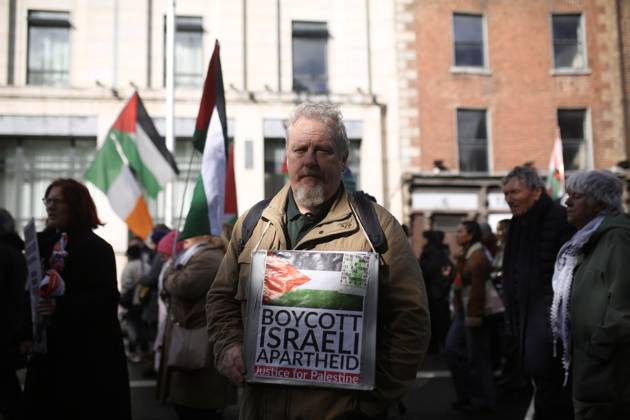 Thousands of pro-Palestine demonstrators gather in Dublin DUBLIN, IRELAND - OCTOBER 10: Thousands of pro-Palestine demonstrators gather in Dublin, Ireland, on October 10, 2026, for a national march marking three years since the October 7 attacks and the subsequent war in Gaza. Organized by the Ireland-Palestine Solidarity Campaign, the protest calls for sanctions against Israel and greater action by the Irish government, with demonstrators marching from the Garden of Remembrance towards the Dail. Mostafa Darwish Anadolu Dublin Ireland. Editorial use only. Please get in touch for any other usage.  Copyright: x2026xAnadoluxMostafaxDarwishx