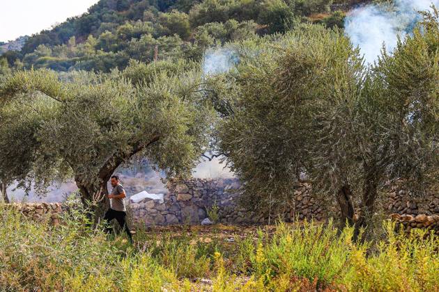 Israeli settlers and forces attack farmers during olive harvest in Deir Abu Mash™al DEIR ABU MASH™AL, PALESTINE OCTOBER 10, 2026: Palestinian farmers came under attack by Israeli settlers and Israeli forces as they headed to harvest olives on their land in Deir Abu Mash™al, northwest of Ramallah. The event marked the village™s first olive harvest gathering of the new season. The Palestine Red Crescent Society reported that its teams treated nine people injured during the incident. The injuries included one caused by live ammunition to the thigh, two caused by rubber-coated metal bullets, and six resulting from physical assault. One of those struck by a rubber-coated metal bullet was photojournalist Issam Al-Rimawi. The incident Copyright: x xSalmanxMohsenxAlkhatibx xJNAxPressx