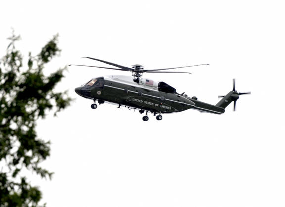 DC: Trump Departs for Clarksville, TN The new Marine One, a Sikorsky VH-92A Patriot helicopter, with United States President Donald J Trump aboard, in flight near the White House in Washington, DC, USA, en route Clarksville, Tennessee on Saturday, October 10, 2026. The President will participate in a campaign rally for Tennessee Republican candidates on the ballot in November. Credit: Ron Sachs Pool via CNP Washington District of Columbia United States  Copyright: xPool ABACAx