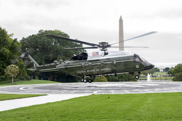 DC: Trump Departs for Clarksville, TN The new Marine One, a Sikorsky VH-92A Patriot helicopter, with United States President Donald J Trump aboard, departs the South Lawn of the White House in Washington, DC, USA, en route Clarksville, Tennessee on Saturday, October 10, 2026. The President will participate in a campaign rally for Tennessee Republican candidates on the ballot in November. Credit: Ron Sachs Pool via CNP Washington District of Columbia United States  Copyright: xPool ABACAx