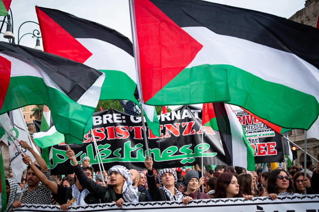 October 10, 2026, Rome, Rm, Italy: Thousands of people take to the streets of the capital to march in solidarity with Gaza and the Palestinians, and to call for the unblocking of humanitarian aid entering the Strip. Rome Italy - ZUMAg256 20261010_znp_g256_002 Copyright: xMarcoxDixGianvitox