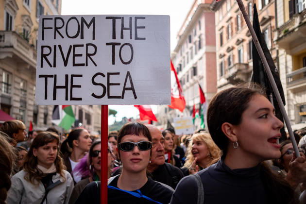 October 10, 2026, Rome, Rm, Italy: Thousands of people take to the streets of the capital to march in solidarity with Gaza and the Palestinians, and to call for the unblocking of humanitarian aid entering the Strip. Rome Italy  - ZUMAg256 20261010_znp_g256_008 Copyright: xMarcoxDixGianvitox