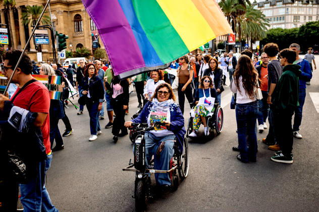 Disability Pride Palermo 2026 PALERMO, ITALY - OCTOBER 10: Disability Pride Palermo, dedicated this year to the theme Revolutionary Disabilities to advocate for the rights and self-determination of people with disabilities and to demand the elimination of architectural barriers, on October 10, 2026 in Palermo, Italy. Palermo Sicily Italy Copyright: xStefanoxMontesix