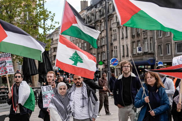 Pro-Palestine demonstration held in Luxembourg LUXEMBOURG, LUXEMBOURG - OCTOBER 10: Demonstrators gather for a pro-Palestine march organized by the Letz Act for Palestine initiative as part of a global day of action in solidarity with Palestinians in Luxembourg City, Luxembourg, on October 10, 2026. Organized in response to a call by the Global Alliance for Palestine, the march begins on Boulevard Franklin Roosevelt and proceeds towards Place de Paris, with participants calling for justice, freedom and self-determination for Palestinians. Muhammed Said Tako Anadolu Luxembourg Luxembourg. Editorial use only. Please get in touch for any other usage.  Copyright: x2026xAnadoluxMuhammedxSaidxTakox