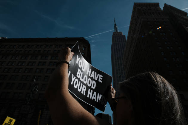 October 10, 2026, New York, New York, USA: Protesters at an anti-ICE protest in Herald Square on October 10, 2026 in New York City. Protesters take to the streets following an incident where ICE agents shot a 28-year-old-man, Oscar Belgal while he in a vehicle with his 5-year old child in the Marble Hill neighborhood in the Bronx. New York USA - ZUMAb148 20261010_zap_b148_031 Copyright: xBryanxSmithx