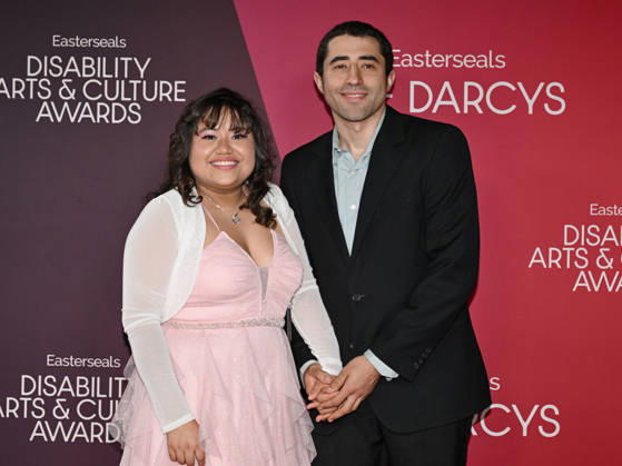 October 10, 2026, Santa Monica, California, USA: MELISSA RAMIREZ and ADAN CORREA attend the inaugural Easterseals Disability Arts & Culture Awards DARCYS Awards red carpet. Santa Monica USA  - ZUMAb173 20261010_aap_b173_075 Copyright: xBillyxBennightx