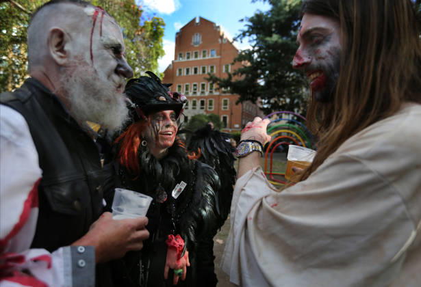 World Zombie Day In London, UK - 10 Oct 2026 Revellers dressed as zombies socialise in Soho Square during the celebration. Supporters of World Zombie Day dressed in their best zombie attire and took to the streets and open spaces of London’s Soho district. The event started in the United States in 2006 and raises money through donations for charities like The Dead Good Club that helps people keep abreast of fast changing technologies like AI and digital media. London United Kingdom Copyright: xMartinxPopex xSOPAxImagesx MPOPE_A738401