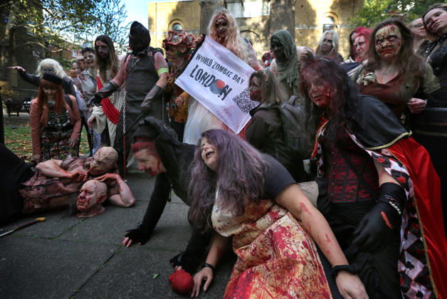 World Zombie Day In London, UK - 10 Oct 2026 Revellers dressed as zombies gather in a churchyard in Wardour Street during the celebration. Supporters of World Zombie Day dressed in their best zombie attire and took to the streets and open spaces of London’s Soho district. The event started in the United States in 2006 and raises money through donations for charities like The Dead Good Club that helps people keep abreast of fast changing technologies like AI and digital media. London United Kingdom Copyright: xMartinxPopex xSOPAxImagesx MPOPE_A738412