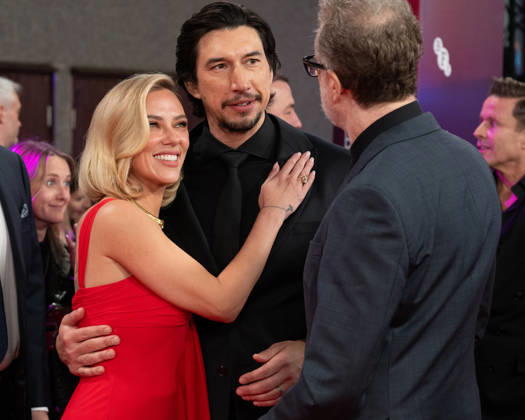 Scarlett Johansson, Adam Driver and James Gray attends Paper Tiger Gala during the BFI London Film Festival, at the Royal Festival Hall in London, England. UK. Saturday 10th October 2026 Copyright: xJamesxWarrenx LFF - PAPER TIGER 16