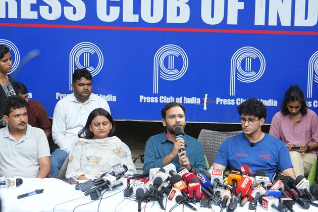 October 11, 2026, New Delhi, India: NEW DELHI, INDIA, October 11, 2026: Cockroach Janta Party (CJP) leaders Ashutosh Ranka and Saurav Das address a press conference at the Press Club of India following their release from preventive detention by Delhi Police. The leaders criticised police action against party members and protesters during demonstrations demanding the resignation of Chief Election Commissioner Gyanesh Kumar over alleged irregularities in electoral roll revisions. New Delhi India - ZUMAq101 20261011_zna_q101_074 Copyright: xSameerxHussainx