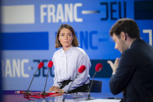 CGT General Secretary Sophie Binet Franc Jeu - Paris CGT General Secretary Sophie Binet during an interview at Franc Jeu on France 2 channel in Paris, France on October 11, 2026.Photo by Eliot Blondet ABACAPRESS.COM Paris France France  Copyright: xBlondetxEliot ABACAx