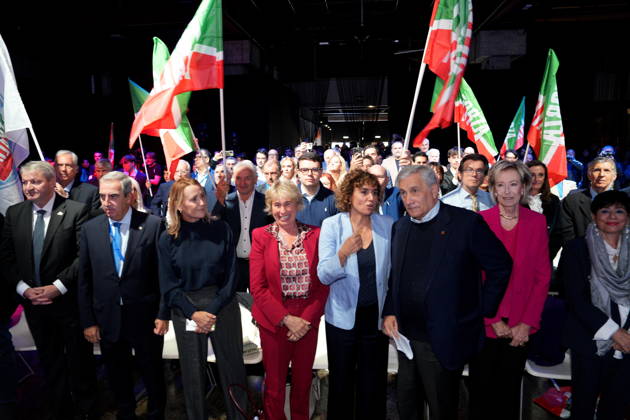 IPA89549677 - Milan, October 11, 2026, Forza Italia Event: The Optimism of Will at the East End Studios on Via Mecenate, featuring Dolors Montserrat, Antonio Tajani, Stefania Craxi, and Lettizia Moratti Copyright: xDuilioxPiaggesix xDuilioxPiaggesix IPA89549677