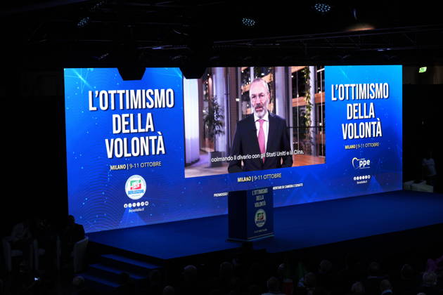 IPA89549655 - Milan, October 11, 2026, Forza Italia Event: The Optimism of Will at the East End Studios on Via Mecenate with Antonio Tajani  Copyright: xDuilioxPiaggesix xDuilioxPiaggesix IPA89549655