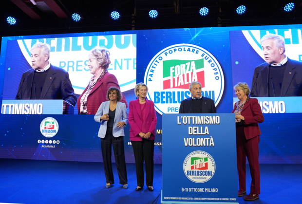IPA89549770 - Milan, October 11, 2026, Forza Italia Event: L ottimismo della Volontà at the East End Studios on Via Mecenate, featuring Dolors Monserrrat, Lettizia Moratti, Antonio Tajani, and Stefania Crazi  Copyright: xDuilioxPiaggesix xDuilioxPiaggesix IPA89549770