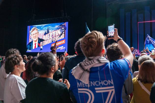 October 11, 2026, Clermont-Ferrand, Auvergne-Rho Ne-Alpes, France: CLERMONT-FERRAND, FRANCE - OCTOBER 11, 2026: Jean-Luc Melenchon, leader of the far-left party La France Insoumise (LFI) and 2027 presidential candidate, delivers a speech during a major political rally at the Zenith d Auvergne in Clermont-Ferrand, France, on October 11, 2026. Around 10,000 supporters gathered at the venue to attend the campaign event. Clermont-Ferrand France - ZUMAa252 20261011_zip_a252_005 Copyright: xDavidxAllignonx