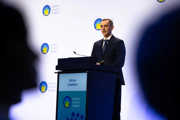 World Health Summit 2026 Weltgesundheitsgipfel. Deutschland, Berlin am 11. Oktober 2026: Der ukrainische Gesundheitsminister Wiktor Ljaschko hält eine Keynote-Rede auf dem World Health Summit in Berlin.