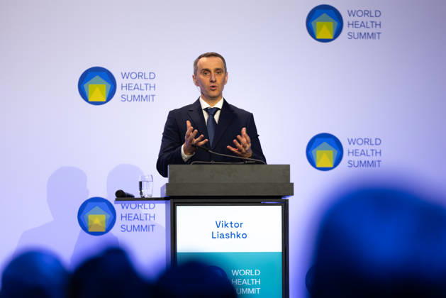 World Health Summit 2026 Weltgesundheitsgipfel. Deutschland, Berlin am 11. Oktober 2026: Der ukrainische Gesundheitsminister Wiktor Ljaschko hält eine Keynote-Rede auf dem World Health Summit in Berlin.