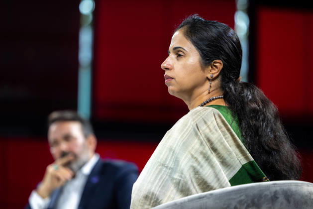 World Health Summit 2026 Weltgesundheitsgipfel. Deutschland, Berlin am 11. Oktober 2026: Dr. Poonam Dhavan, Direktorin der Abteilung Gesundheit und Migration der Internationalen Organisation für Migration (IOM) bei der Paneldisskussion zum Thema: Gesundheit in Krisenzeiten: Wie Gesundheitssysteme trotz Sanktionen und migrationsbedingtem Druck infolge von Konflikten geschützt werden können (Health in Times of Crisis: Safeguarding Health Systems Amid Sanctions and Conflict-Induced Migration Pressure).