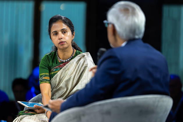 World Health Summit 2026 Weltgesundheitsgipfel. Deutschland, Berlin am 11. Oktober 2026: Dr. Poonam Dhavan, Direktorin der Abteilung Gesundheit und Migration der Internationalen Organisation für Migration (IOM) bei der Paneldisskussion zum Thema: Gesundheit in Krisenzeiten: Wie Gesundheitssysteme trotz Sanktionen und migrationsbedingtem Druck infolge von Konflikten geschützt werden können (Health in Times of Crisis: Safeguarding Health Systems Amid Sanctions and Conflict-Induced Migration Pressure).