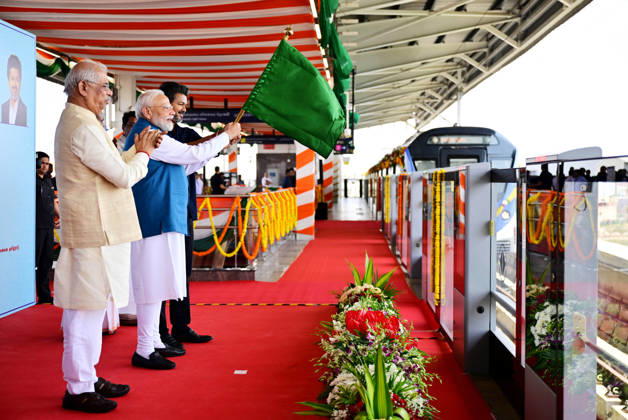 PM Modi inaugurates Poonamallee-Vadapalani stretch of Chennai Metro Phase-2 Chennai, Oct 11 (ANI): Prime Minister Narendra Modi and Tamil Nadu Chief Minister C. Joseph Vijay flag off the Poonamallee-Vadapalani stretch of Chennai Metro Phase-2, in Chennai on Sunday. Tamil Nadu Governor Rajendra Vishwanath Arlekar also present. (DPR PMO ANI Photo) Chennai Tamil Nadu India Copyright: xANIx ANI_20261011226