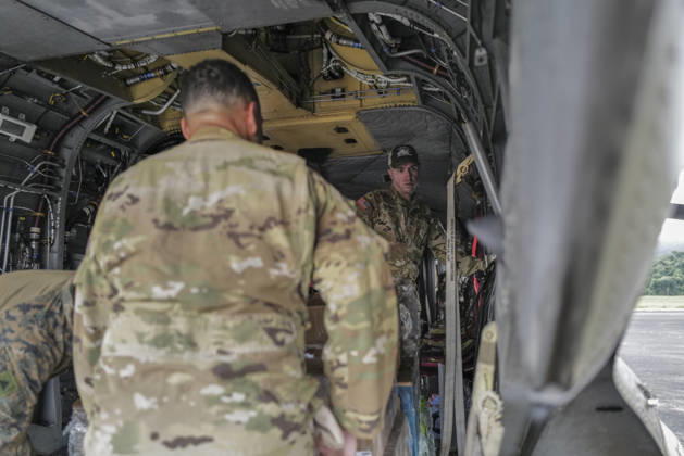 US military personnel organize humanitarian aid supplies in Panama PANAMA PACIFICO, PANAMA - OCTOBER 11: U.S. military personnel load humanitarian aid supplies onto a military helicopter at Panama Pacifico International Airport in Panama on October 11, 2026. The U.S. Southern Command is coordinating emergency relief operations to deliver food, water, and essential supplies to communities affected by Friday’s devastating 7.7-magnitude earthquake. Mauricio Valenzuela Anadolu Panama Pacifico Panama. Editorial use only. Please get in touch for any other usage.  Copyright: x2026xAnadoluxMauricioxValenzuelax