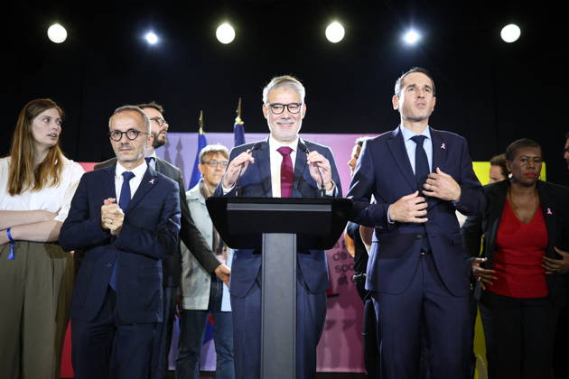 Announcement of the result for the first round of Socialist and Democratic Left primary - Paris Candidate in the Socialist (PS) and centre-left Place Publique (PP) parties primary Olivier Faure delivers a speech after the announcement of the result for the first round of voting in the primary organized by the Socialist Party, Place Publique (PP), and the Republican and Socialist Left, ahead of France s 2027 presidential election, at Solaris in Paris, France on October 11, 2026. Candidate in the Socialist (PS) and centre-left Place Publique (PP) parties primary ahead of France s 2027 presidential election and MEP Raphaël Glucksmann was elected on October 11 2026. Photo by Raphael Lafargue ABACAPRESS.COM Paris France Copyright: xLafarguexRaphael ABACAx