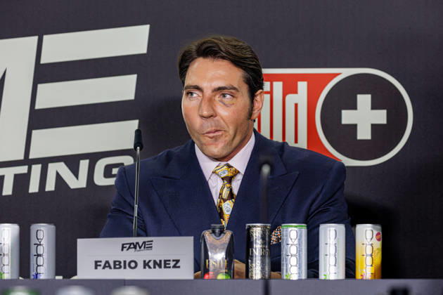 11.10.2026. Essen. Fabio Knez bei der Pressekonferenz zum Fame Fighting 4 Promiboxen. Essen Atlantic Hotel Nordrhein-Westfalen Deutschland