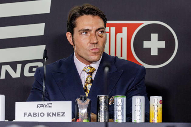 11.10.2026. Essen. Fabio Knez bei der Pressekonferenz zum Fame Fighting 4 Promiboxen. Essen Atlantic Hotel Nordrhein-Westfalen Deutschland