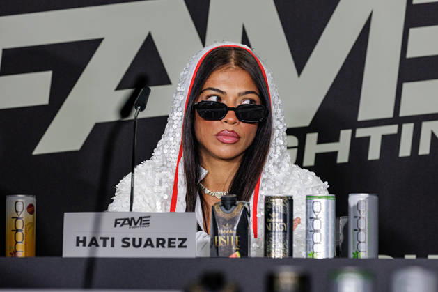 11.10.2026. Essen. Hati Suarez bei der Pressekonferenz zum Fame Fighting 4 Promiboxen. Essen Atlantic Hotel Nordrhein-Westfalen Deutschland