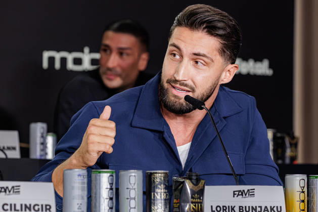 11.10.2026. Essen. Lorik Bunjaku bei der Pressekonferenz zum Fame Fighting 4 Promiboxen. Essen Atlantic Hotel Nordrhein-Westfalen Deutschland