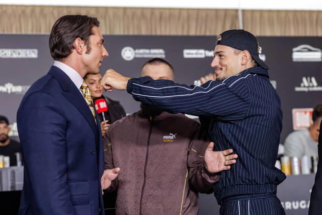 11.10.2026. Essen. (l-r) Fabio Knez und Max Bornmann bei der Pressekonferenz zum Fame Fighting 4 Promiboxen. Essen Atlantic Hotel Nordrhein-Westfalen Deutschland