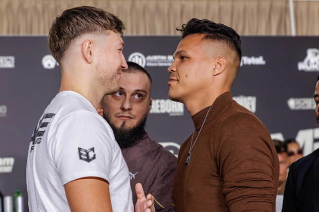 11.10.2026. Essen. (l-r) Oliver Ginkel und Allen Bauer bei der Pressekonferenz zum Fame Fighting 4 Promiboxen. Essen Atlantic Hotel Nordrhein-Westfalen Deutschland