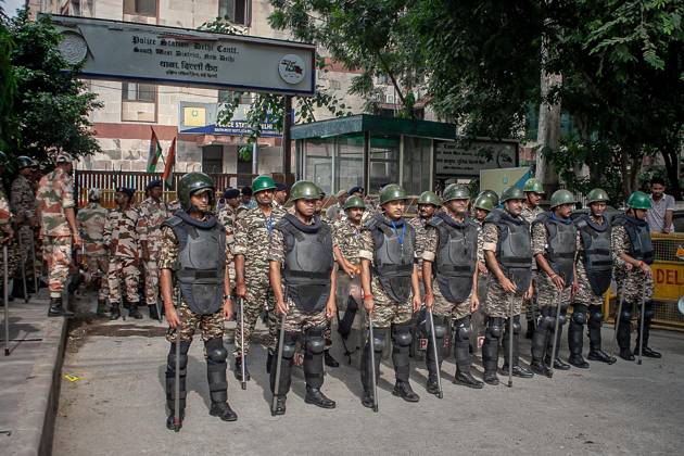 Protest to demand resignation of India s chief election commissioner in New Delhi NEW DELHI, INDIA - OCTOBER 11: Indian police officers take security measures during a mass protest organized by the Cockroach Janta Party (CJP) in New Delhi, India on October 11, 2026. Demonstrators gathered to demand the resignation of Chief Election Commissioner Gyanesh Kumar over alleged electoral roll irregularities and revisions. Yousuf Sarfaraz Anadolu New Delhi India. Editorial use only. Please get in touch for any other usage.  Copyright: x2026xAnadoluxYousufxSarfarazx