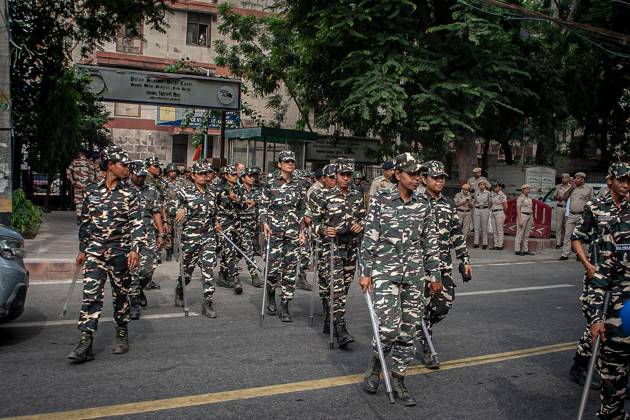 Protest to demand resignation of India s chief election commissioner in New Delhi NEW DELHI, INDIA - OCTOBER 11: Indian police officers take security measures during a mass protest organized by the Cockroach Janta Party (CJP) in New Delhi, India on October 11, 2026. Demonstrators gathered to demand the resignation of Chief Election Commissioner Gyanesh Kumar over alleged electoral roll irregularities and revisions. Yousuf Sarfaraz Anadolu New Delhi India. Editorial use only. Please get in touch for any other usage.  Copyright: x2026xAnadoluxYousufxSarfarazx