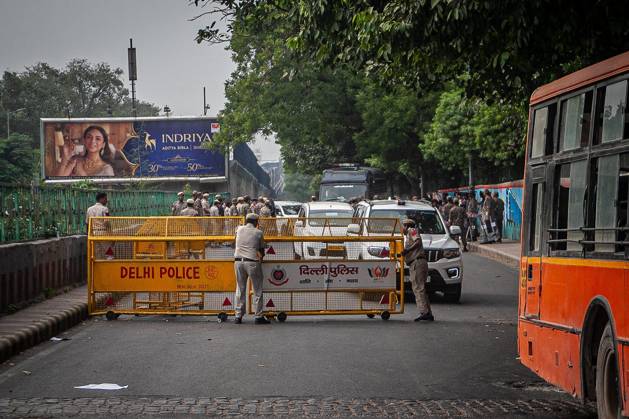 Protest to demand resignation of India s chief election commissioner in New Delhi NEW DELHI, INDIA - OCTOBER 11: Indian police officers take security measures during a mass protest organized by the Cockroach Janta Party (CJP) in New Delhi, India on October 11, 2026. Demonstrators gathered to demand the resignation of Chief Election Commissioner Gyanesh Kumar over alleged electoral roll irregularities and revisions. Yousuf Sarfaraz Anadolu New Delhi India. Editorial use only. Please get in touch for any other usage.  Copyright: x2026xAnadoluxYousufxSarfarazx