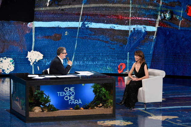 IPA89573791 - Milan, TV Show Che Tempo Che Fa - Nove. Pictured: Fabio Fazio, Sophie Marceau  Copyright: xTe-Cox xComi Terenghix IPA89573791