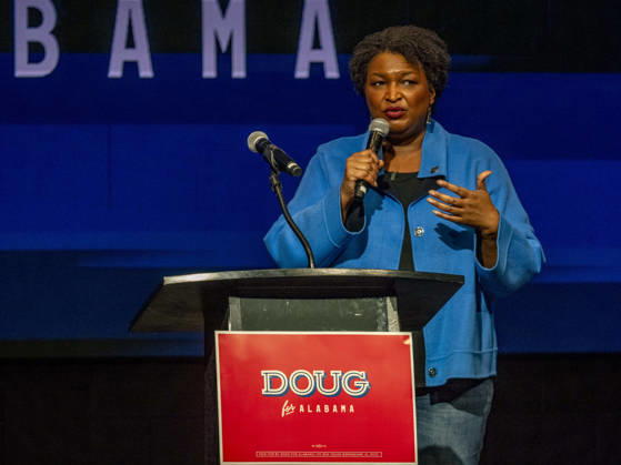 October 11, 2026, Huntsville, Alabama, USA: Political activist and former Georgia House of Representatives minority leader STACEY ABRAMS addresses a rally in support of Doug Jones candidacy for governor of Alabama. Huntsville USA - ZUMAd155 20261011_znp_d155_029 Copyright: xSuexDorfmanx