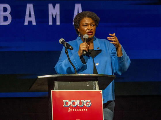 October 11, 2026, Huntsville, Alabama, USA: Political activist and former Georgia House of Representatives minority leader STACEY ABRAMS addresses a rally in support of Doug Jones candidacy for governor of Alabama. Huntsville USA - ZUMAd155 20261011_znp_d155_030 Copyright: xSuexDorfmanx