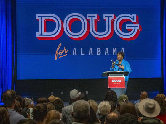 October 11, 2026, Huntsville, Alabama, USA: Political activist and former Georgia House of Representatives minority leader STACEY ABRAMS addresses a rally in support of Doug Jones candidacy for governor of Alabama. Huntsville USA - ZUMAd155 20261011_znp_d155_034 Copyright: xSuexDorfmanx