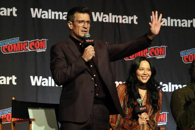 NEW YORK, NY- OCTOBER 11: Nathan Fillion and Melissa O Neil pictured at The Rookie panel during New York Comic Con 2026 at Javits Center on October 11, 2026 in New York City. Copyright: xRWx