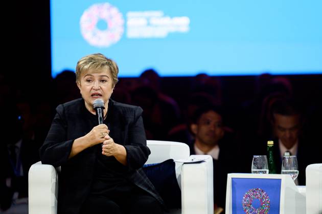 World Bank Group AI Discussion 2026 BANGKOK, THAILAND - OCTOBER 12, 2026: International Monetary Fund Managing Director, Kristalina Georgieva speaks in Small AI: More and Better Jobs during the 2026 Annual Meetings of the International Monetary Fund and the World Bank Group in Bangkok. The session explores how affordable and accessible artificial intelligence can improve productivity and create jobs. Bangkok TH Copyright: x xWatsawatx James xKoktabtimx xJNAxPressx