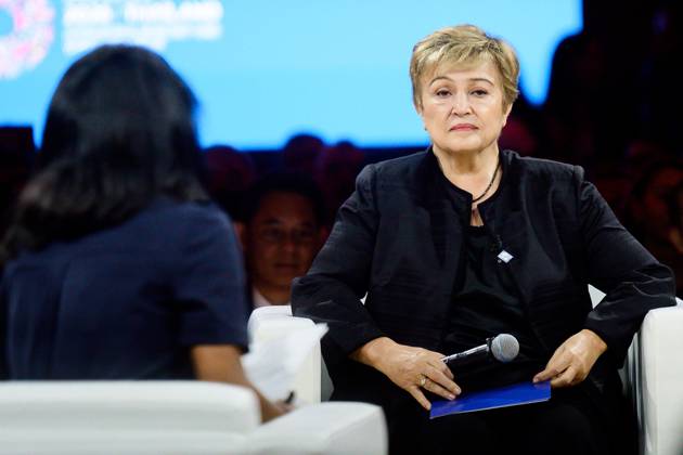 World Bank Group holds A.I. discussion during the Annual Meeting 2026 BANGKOK, THAILAND, OCTOBER 12, 2026: International Monetary Fund Managing Director, Kristalina Georgieva takes part in Small AI: More and Better Jobs during the 2026 Annual Meetings of the International Monetary Fund and the World Bank Group in Bangkok. The session explores how affordable and accessible artificial intelligence can improve productivity and create jobs. Bangkok TH Copyright: x xWatsawatx James xKoktabtimx xJNAxPressx