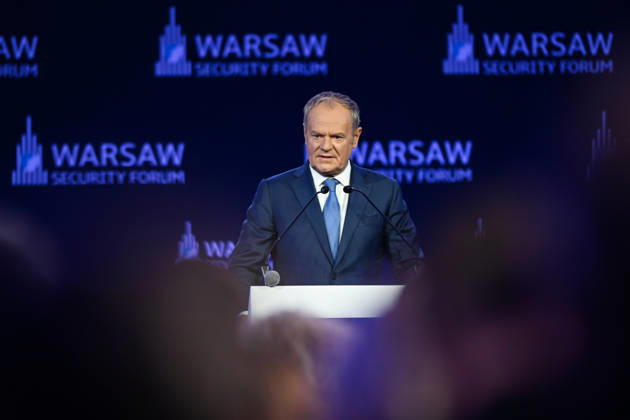 Warsaw Security Forum 2026 kicks off in Poland WARSAW, POLAND - OCTOBER 12: Polish Prime Minister Donald Tusk delivers his opening remarks to delegates on the first day of the Warsaw Security Forum 2026 (WSF2026) in Warsaw, Poland, on October 12, 2026. The two-day international defense conference brings together regional leaders, NATO officials and military commanders under this year s theme, United We Stand. Artur Widak Anadolu Warsaw Poland. Editorial use only. Please get in touch for any other usage.  Copyright: x2026xAnadoluxArturxWidakx