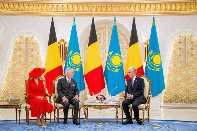 State Visit of King Philippe and Queen Mathilde to Kazakhstan (Day 2) ASTANA, KAZAKHSTAN - OCTOBER 12 : State Visit of King Philippe and Queen Mathilde to Kazakhstan (Day 2) : - Official welcoming ceremony at the Akorda Presidential Palace in the presence of Kassym-Jomart Tokaïev (President of Kazakhstan), on October 12, 2026 in Astana, Kazakhstan, 12 10 2026 Astana Kazakhstan  Copyright: xJasperxJacobsx