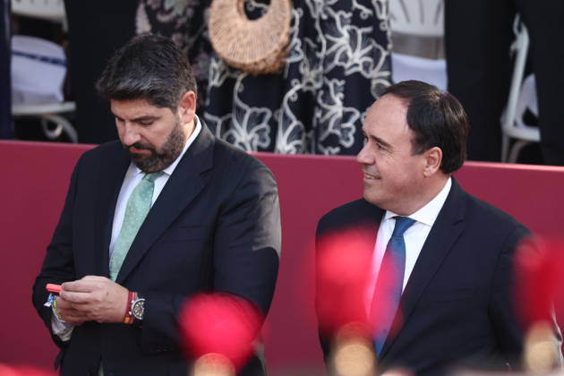 October 12 Parade for Hispanic Heritage Day The president of the Region of Murcia, Fernando López Miras, and the President of the Valencian Regional Government, Juanfran Pérez Llorca, during the solemn ceremony honoring the national flag and the military parade for October 12, Hispanic Heritage Day, in Plaza de Cánovas del Castillo, on October 12, 2026, in Madrid, Spain. The events begin with the flag-raising ceremony and are followed by a tribute to those who gave their lives for the country. Subsequently, the military air and ground parades begin. Approximately 4,400 members of the Armed Forces, the security forces, and various civilian public institutions are participating this year in the parade presided over by the King and Queen. The Copyright: xEduardoxParrax 7840558