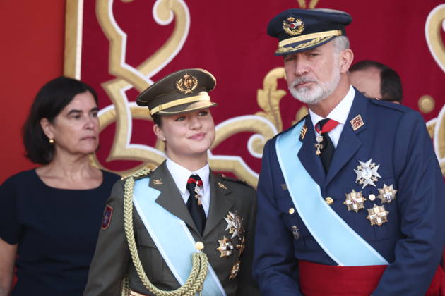 October 12 Parade for Hispanic Heritage Day King Felipe VI and Princess Leonor during the solemn ceremony honoring the national flag and the military parade on October 12, Hispanic Heritage Day, in the Plaza de Cánovas del Castillo, on October 12, 2026, in Madrid, Spain. The events begin with the raising of the flag and are followed by a tribute to those who gave their lives for the country. Subsequently, the military air and ground parades begin. Approximately 4,400 members of the Armed Forces, the security forces, and various civilian public institutions are participating this year in the parade presided over by the King and Queen. The aerial parade featured 50 fighter, training, and transport aircraft, as well as around 30 helicopters.  Copyright: xEduardoxParrax 7840576