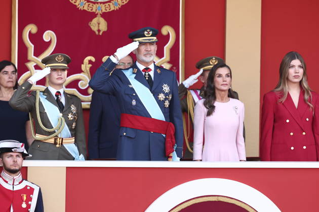 October 12 Parade for Hispanic Heritage Day I D Princess Leonor, King Felipe VI, Queen Letizia, and Infanta Sofía, during the solemn ceremony honoring the national flag and the military parade for October 12, Hispanic Heritage Day, in the Plaza de Cánovas del Castillo, on October 12, 2026, in Madrid, Spain. The ceremonies begin with the raising of the flag and are followed by a tribute to those who gave their lives for the country. Subsequently, the military air and ground parades begin. Approximately 4,400 members of the Armed Forces, the security forces, and various civilian public institutions are participating this year in the parade presided over by the King and Queen. The aerial parade featured 50 fighter, training, and transport air Copyright: xEduardoxParrax 7840601