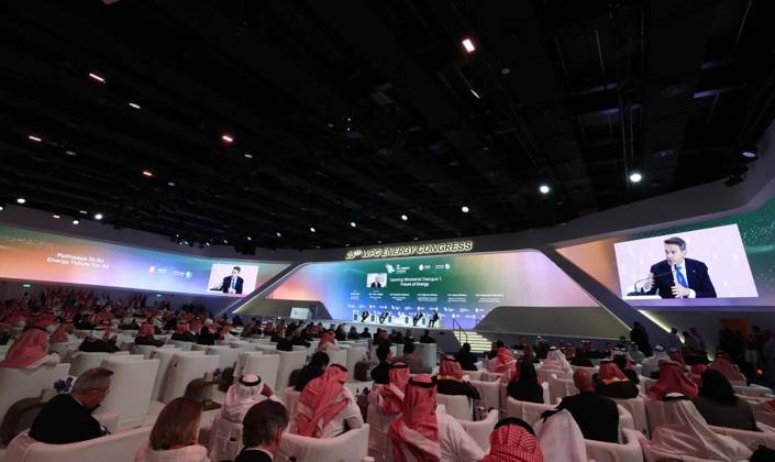 25th World Petroleum Council Energy Congress in Riyadh RIYADH, SAUDI ARABIA - OCTOBER 12: (----EDITORIAL USE ONLY - MANDATORY CREDIT - TURKISH MINISTRY OF ENERGY AND NATURAL SOURCES HANDOUT - NO MARKETING NO ADVERTISING CAMPAIGNS - DISTRIBUTED AS A SERVICE TO CLIENTS----) A general view of the 25th World Petroleum Council Energy Congress (WPC Energy Congress) as Turkish Minister of Energy and Natural Resources Alparslan Bayraktar participates in a session in Riyadh, Saudi Arabia, on October 12, 2026. Turkish Ministry of Energy and Natural Resources Anadolu Riyadh Saudi Arabia. Editorial use only. Please get in touch for any other usage.  Copyright: x2026xAnadoluxTurkishxMinistryxofxEnergyxandxNaturalxResourcesx