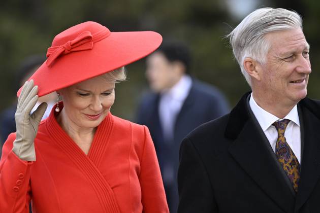 Queen Mathilde of Belgium and King Philippe - Filip of Belgium pictured during the official state visit of the Belgian King and Queen to Kazakhstan, on Monday 12 October 2026. The first State Visit of Belgium s royal couple in central Asia from 11 to 14 October 2026, aims to highlight bilateral cooperation in the economic, academic, and cultural fields.  JASPERxJACOBS 189540000
